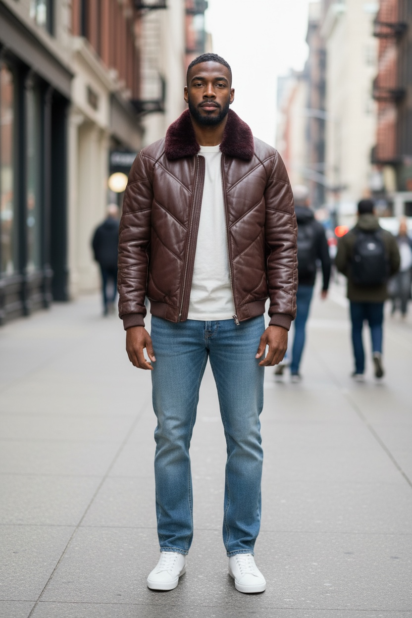 Jake Wood Leather Bomber